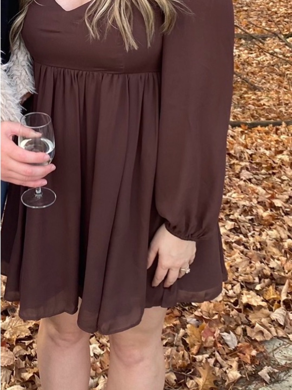 A&F Long-Sleeve Chocolate Brown Babydoll Dress